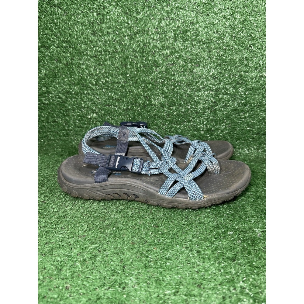 Skechers Womens Size 7 Outdoor Lifestyle Strappy Sandals Blue Slip On Comfort